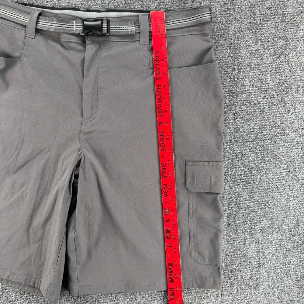 Orvis Mens Gray Stretch Cargo Hiking Shorts 36 (38) Nylon Spandex Belted Utility